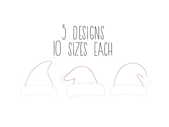 Disegno da ricamo a punto fagiolo con cappello di Babbo Natale: set  natalizio (10 misure) (download digitale)