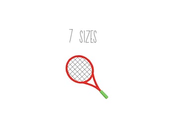 Mini conception de broderie de raquette de tennis 7 TAILLES - conception de broderie de tennis, conception de mini broderie, conception de broderie sportive raquette de tennis pes