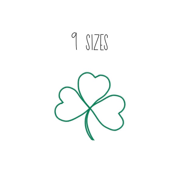 Shamrock embroidery design - sketch shamrock embroidery running stitch shamrock clover embroidery design pes dst Saint Patrick's Day