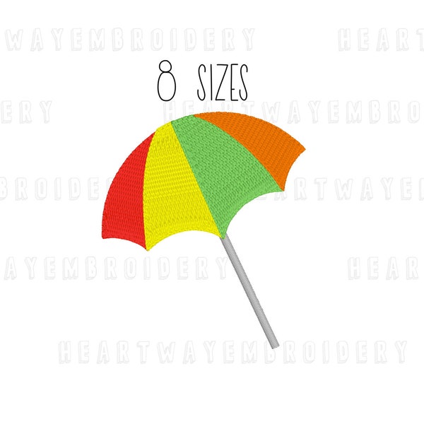 Mini beach umbrella embroidery design 8 SIZES  - summer embroidery design beach embroidery design pes dst mini umbrella embroidery design