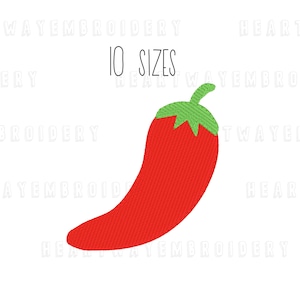 Chili pepper embroidery design - 10 SIZES mini chili pepper embroidery design vegetable embroidery kitchen garden embroidery design spicy