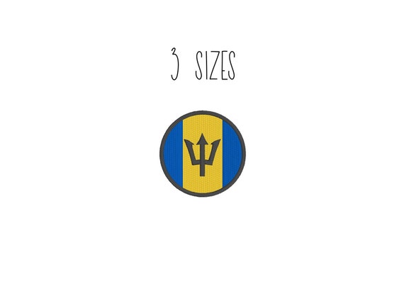 Barbados Flag Circle Embroidery Design 3 Sizes Small Country Etsy