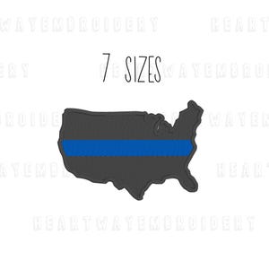 Thin blue line USA embroidery design 7 SIZES - America blue line embroidery design police embroidery design USA law enforcement embroidery