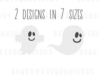 Set di disegni da ricamo a forma di fantasma - File da ricamo Quick Stitch per Halloween (7 dimensioni) (download digitale)