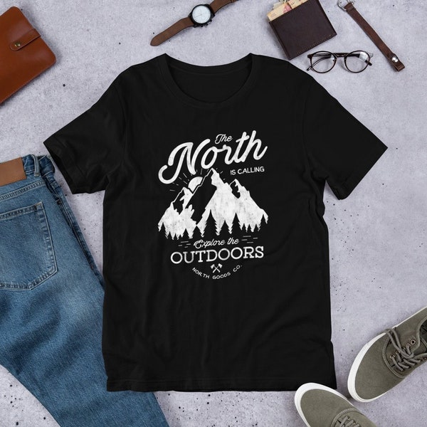 The North Is Calling, Explore The Outdoors Mountain Adventure Unisex T-Shirt