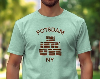 Potsdam NY T-Shirt, Vintage Brick Wall Graphic Tee, Upstate New York Souvenir, Rustic Casual Wear, Unisex Apparel, Gift Idea
