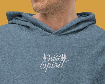 Nature Lover Outdoor Gift / Wild Spirit Sueded Fleece Jacket / Unisex Embroidered Hoodie / Loungewear Sweatshirt / Outdoors Hiking Camping