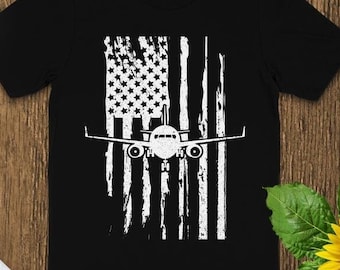 Patriotic Airplane American Flag Shirt, Mens Aviation Clothing Sweatshirt, Flying Plane Lover Tshirt, Womens Pilot Aviator Graphic Tee Gift
