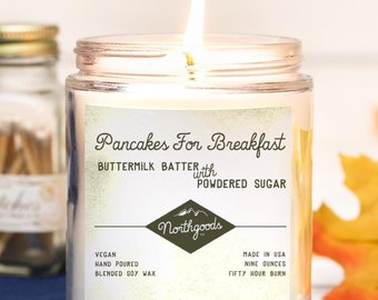 Hand Poured Soy Wax Candle | Pancakes For Breakfast | Sweet Vanilla Candle In A Jar | Scented Candle Gift | Vegan Aromatherapy Birthday Gift