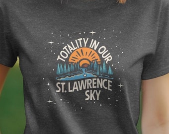 Totality In Our St. Lawrence Sky Graphic T-Shirt, Unisex Astronomy Tee, Nature Inspired Shirt, Casual Wear, Gift for Space Lovers