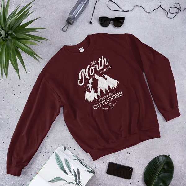 Explore The Outdoors, The North is Calling Hiking Adventure Sweatshirt