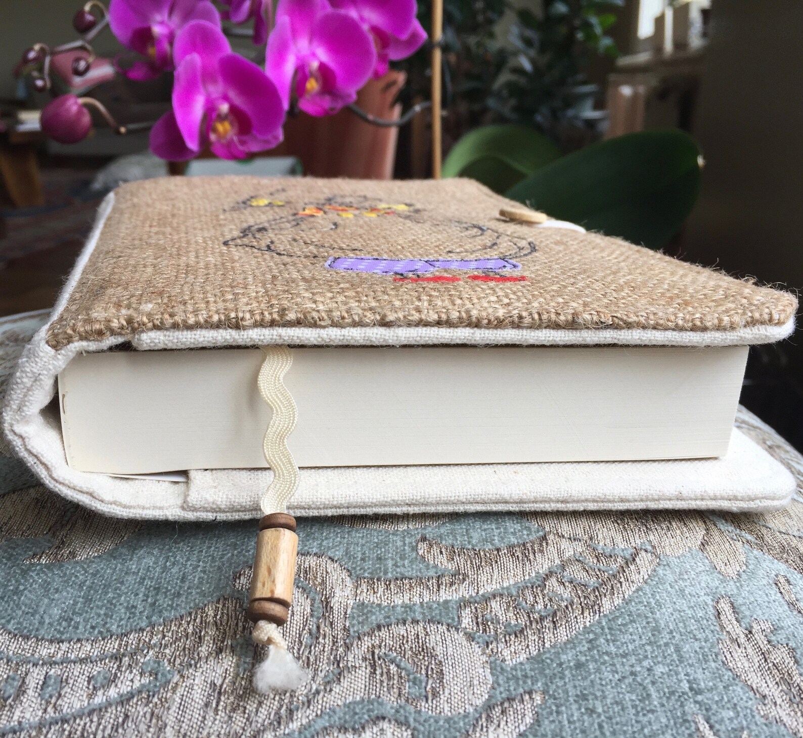 Personalized Embroidered Notebook Cover Appliqued Burlap Etsy