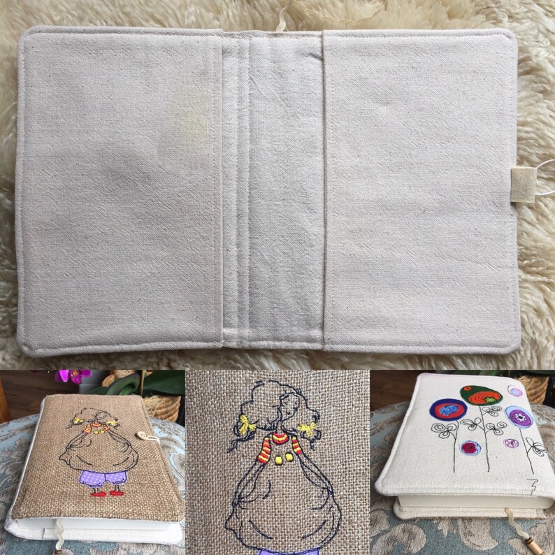 Personalized Embroidered Notebook Cover Appliqued Burlap Etsy