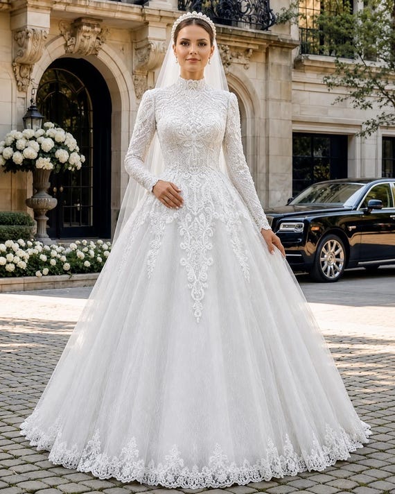elegant modest wedding dresses Elegance Meets Modesty: High Neck - Pretty Happy Love - Wedding Blog making it easy to tailor the dress to match any wedding theme Long Sleeve Elegant Modest Wedding