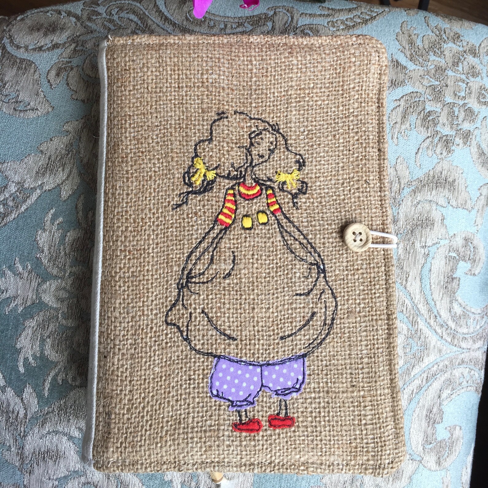 Personalized Embroidered Notebook Cover Appliqued Burlap Etsy