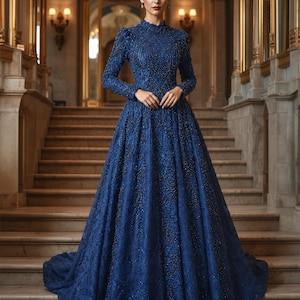 sapphire blue wedding dress Ball Gown royal blue blue wedding dress