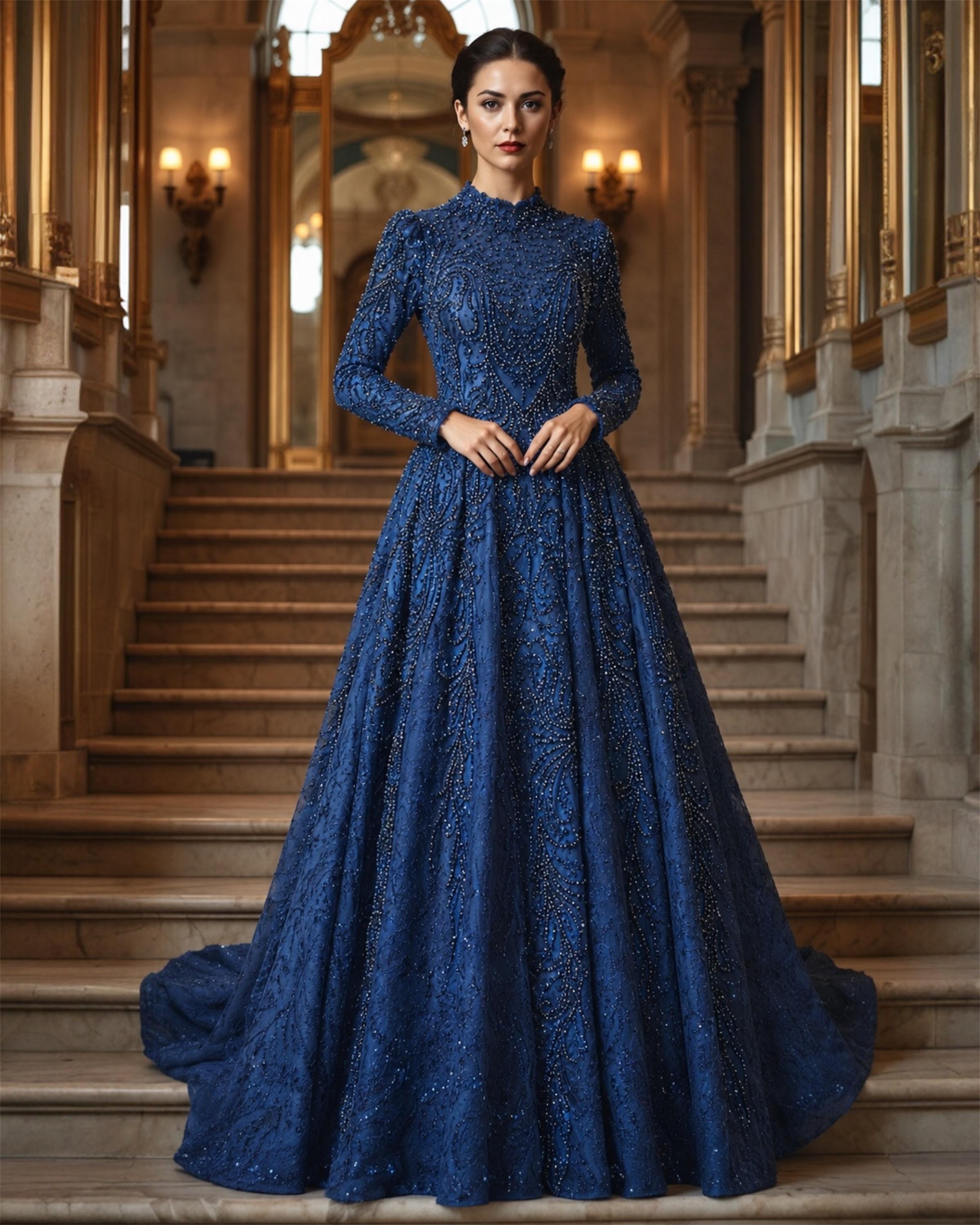 sapphire blue wedding dress Ball Gown this gown moves comfortably D452ABLACKRJCP 4 Ways to Wear Size:60L