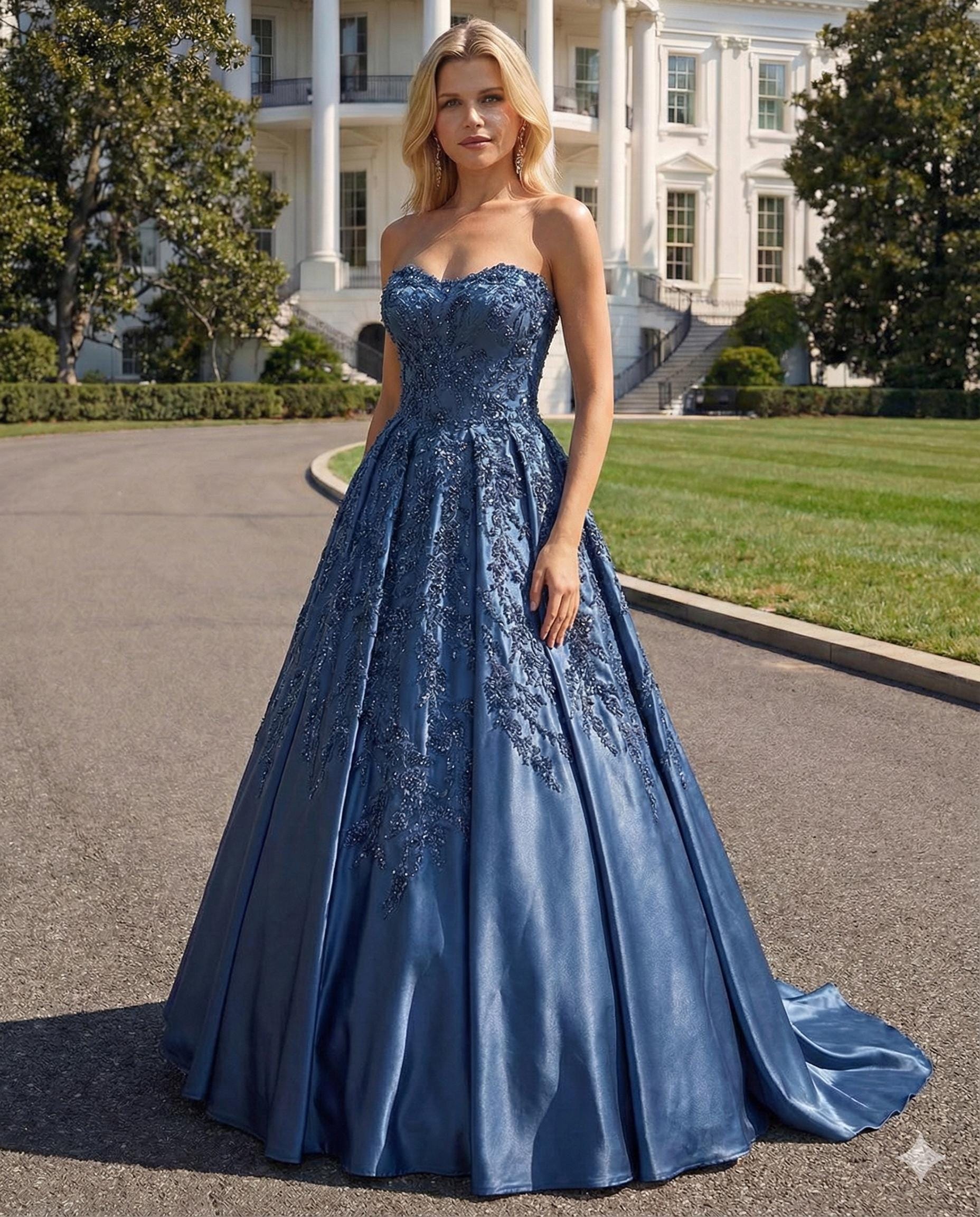 Wedding Dress Sapphire Blue Ball Gown - Etsy