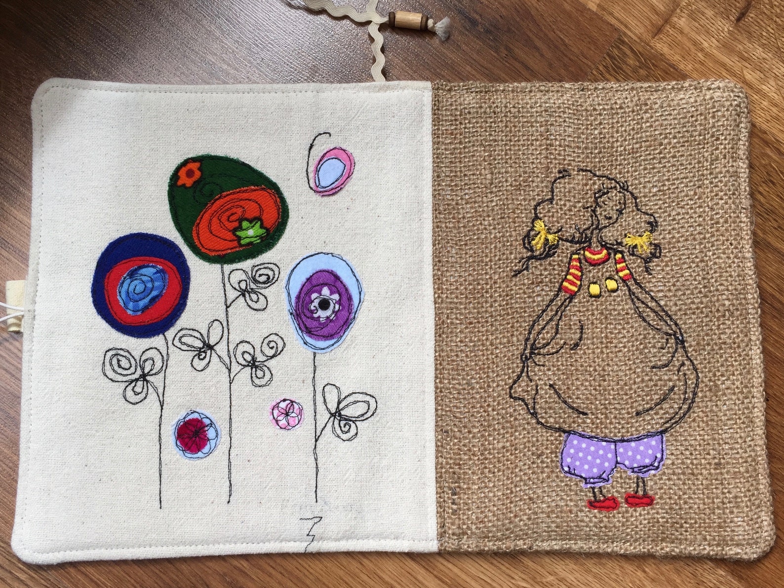 Personalized Embroidered Notebook Cover Appliqued Burlap Etsy