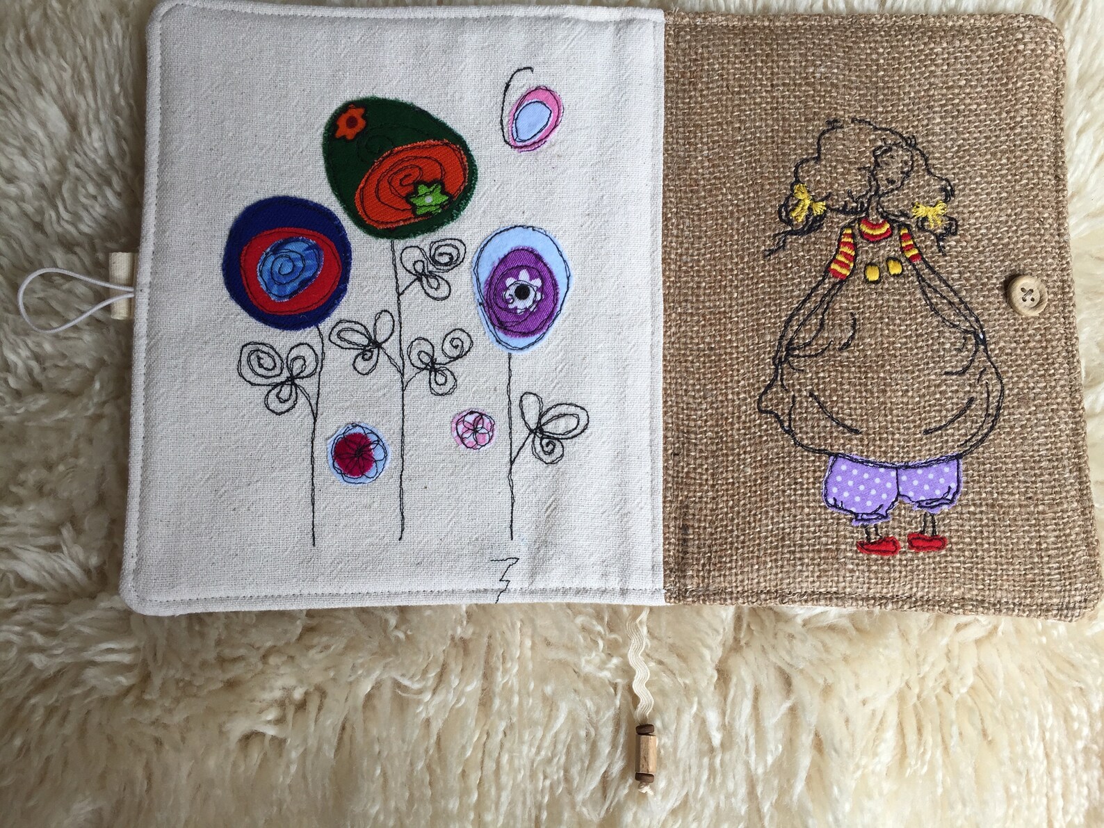 Personalized Embroidered Notebook Cover Appliqued Burlap Etsy