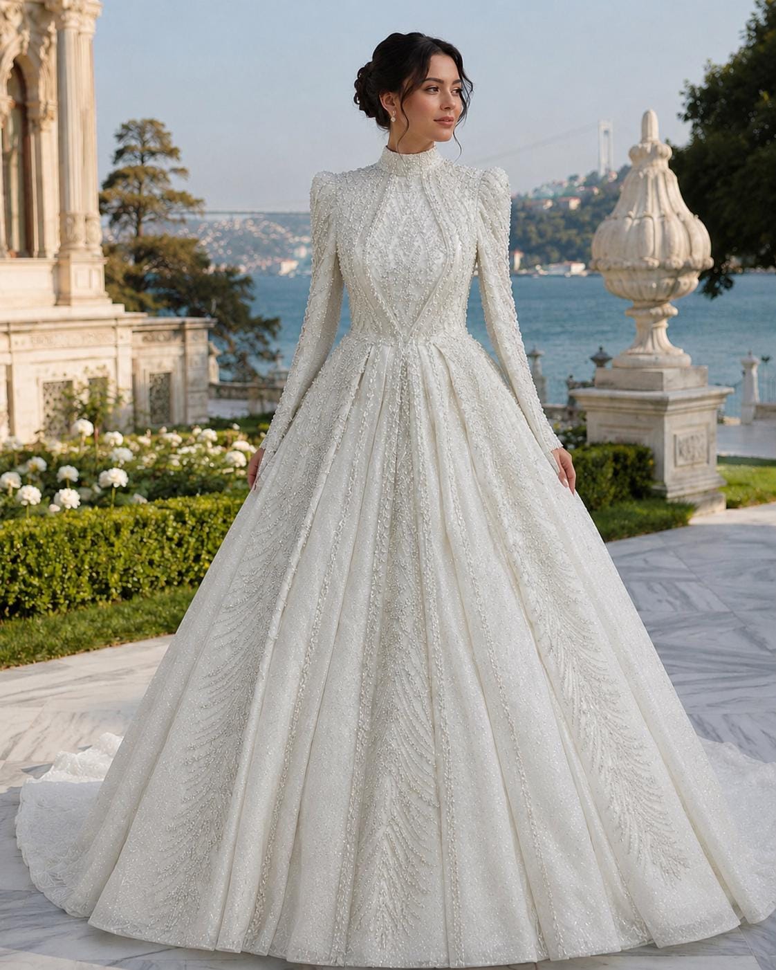 old fashioned high neck dress Victorian color_Eucalyptus