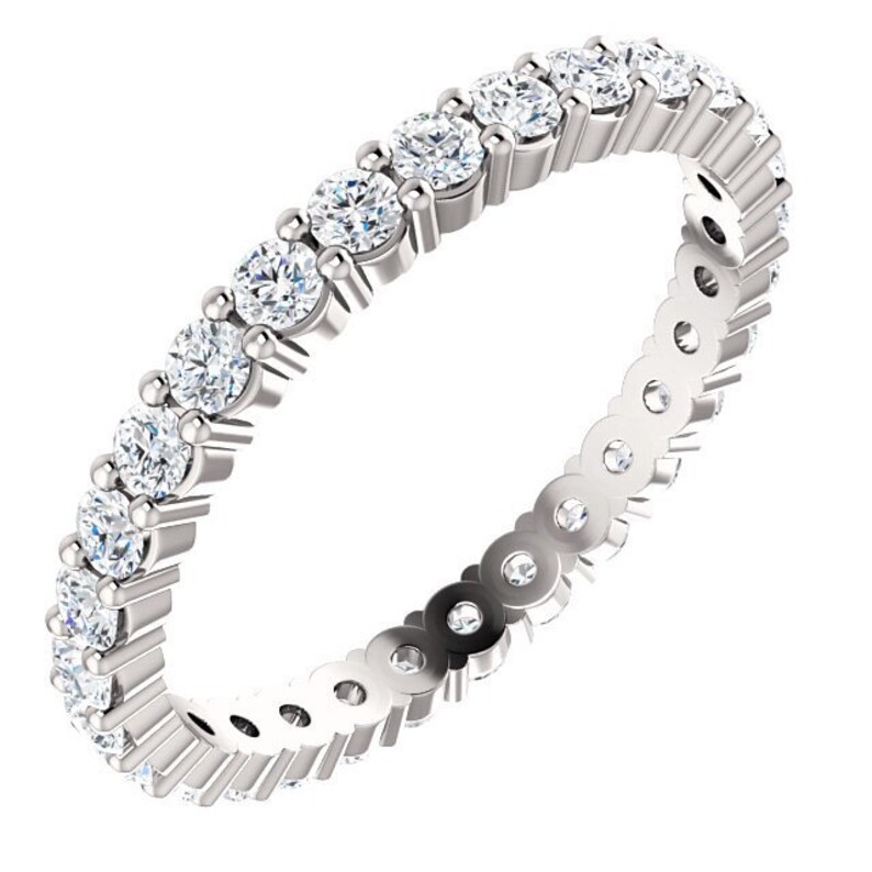 moissanite eternity band white gold