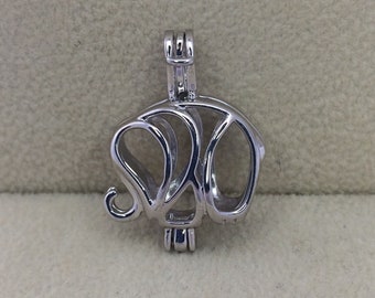 925 Sterling Elephant Pearl Cage Pendant