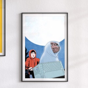 E.T. the Extra-Terrestrial Poster Printable, Instant Download, Pop Culture, Nostalgic Movie Moments A2 and 8 x 10