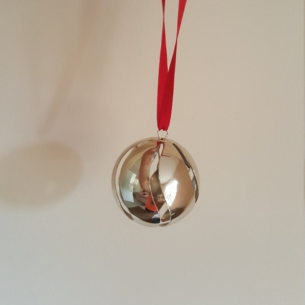 Georg Jensen Christmas Classic Brass Plated with 21 Carat Gold Christmas Ball Ornament/Denmark Ornament/Danish Ornament/Made in Denmark