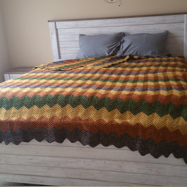 90" X 108" Weighted Woolen Crotched afghan Bedspread  with Scallop Edges