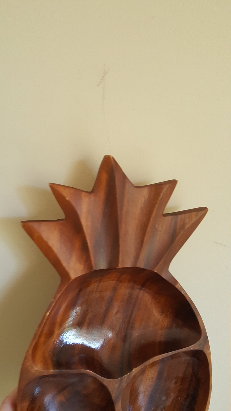3 Compartment Pineapple Shaped Teak Serving DishWooden Serving DishAppetizer TrayCheese and Cracker TrayPineapple TrayPineapple Lover