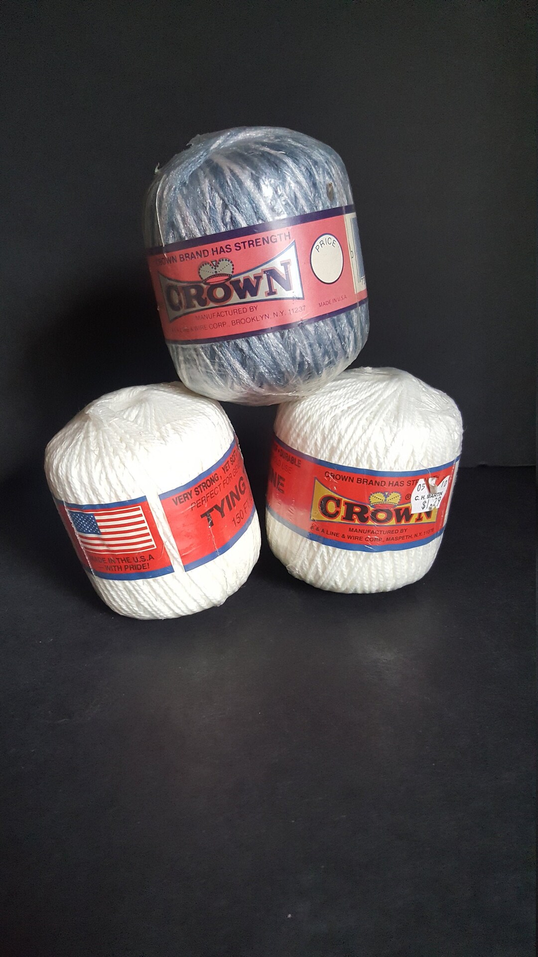 Vintage Crown Tying Twineset of 3/vintage Twine/craft Twine/made in