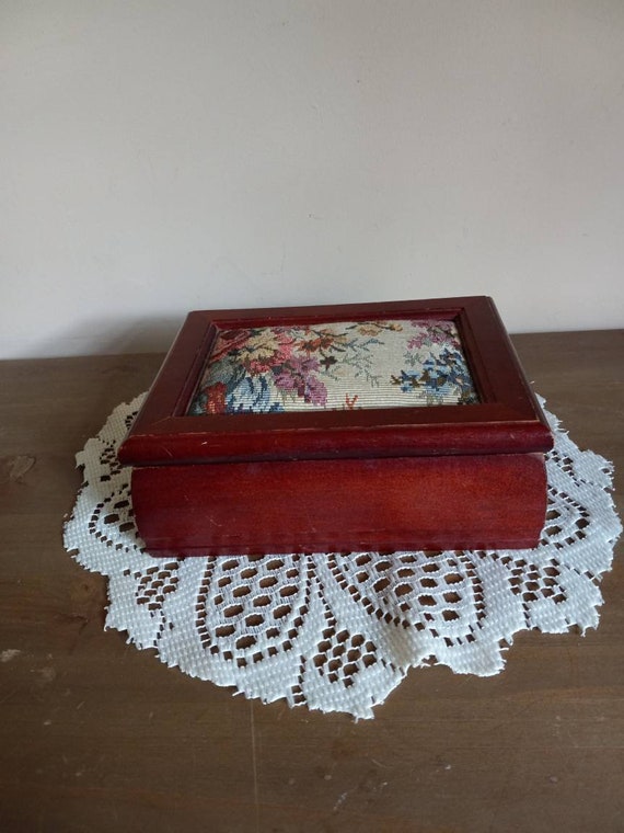 Floral Fabric Covered Wooden jewelry Box