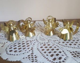 Brass Angel Napkin Holders - Set of 4/Christmas Table/Christmas Napkin Holders/Brass Napkin Keepers/Angel Decor/Angel Lover/Angel Table
