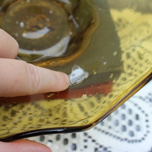 Amber Controlled Bubble Glass Serving DishFruit BowlCatchall BowlLarge Candy DishScallopped Edge BowlYellow BowlAmber Bowl