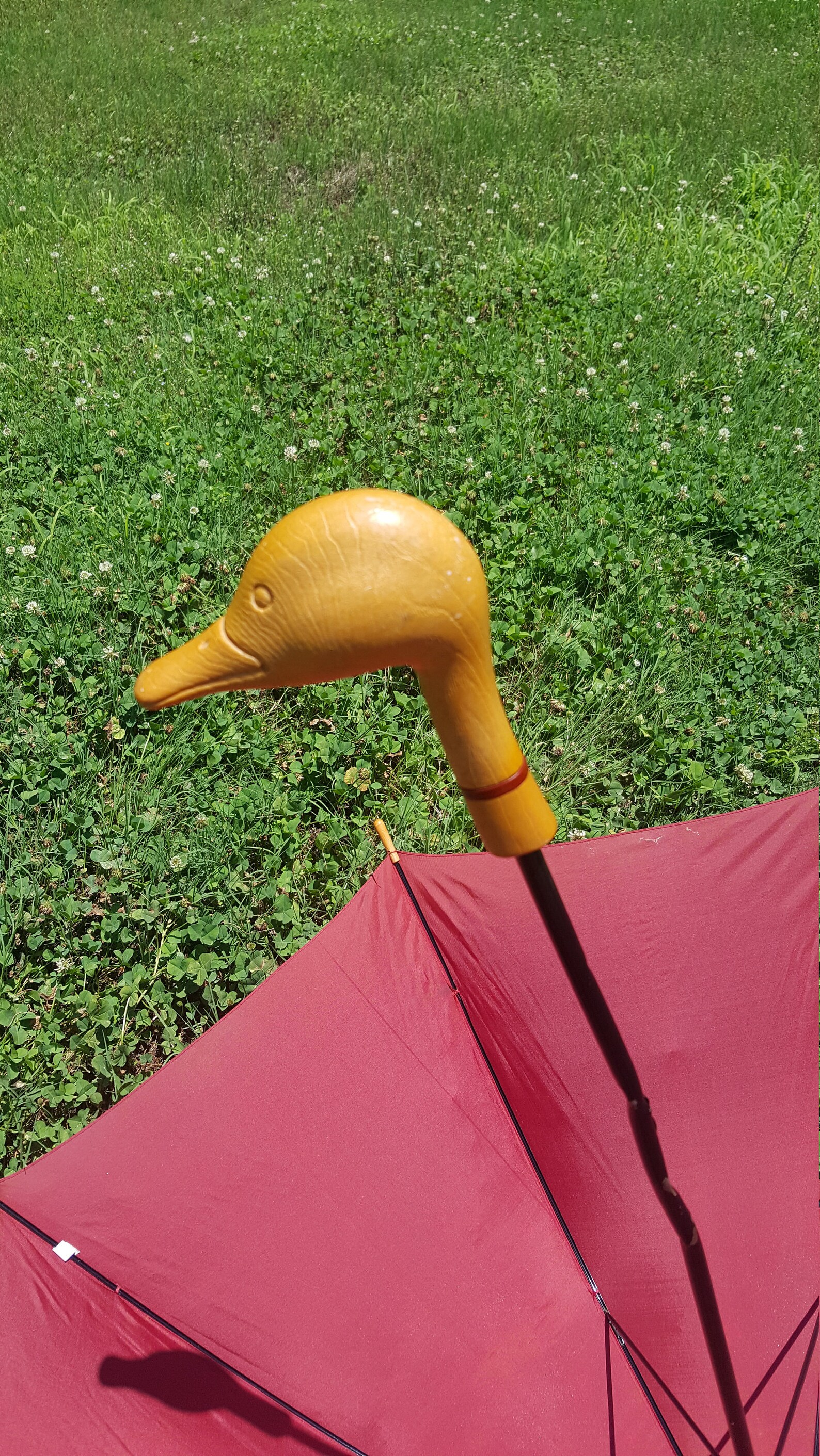 Vintage Aramis Wooden duck head handheld Golf umbrella/Maroon Etsy