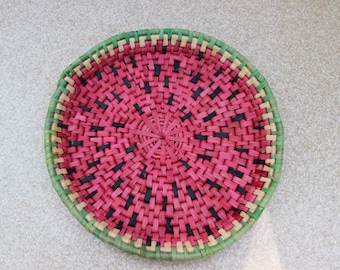 Flat woven Watermelon Themed Basket/Wall Hanging Watermelon Basket/Watermelon woven basket/Watermelon Table Basket