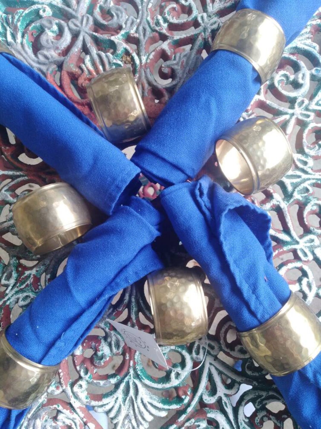 Hammered Brass Napkin Rings Set of 8/napkin Holders/christmas Table