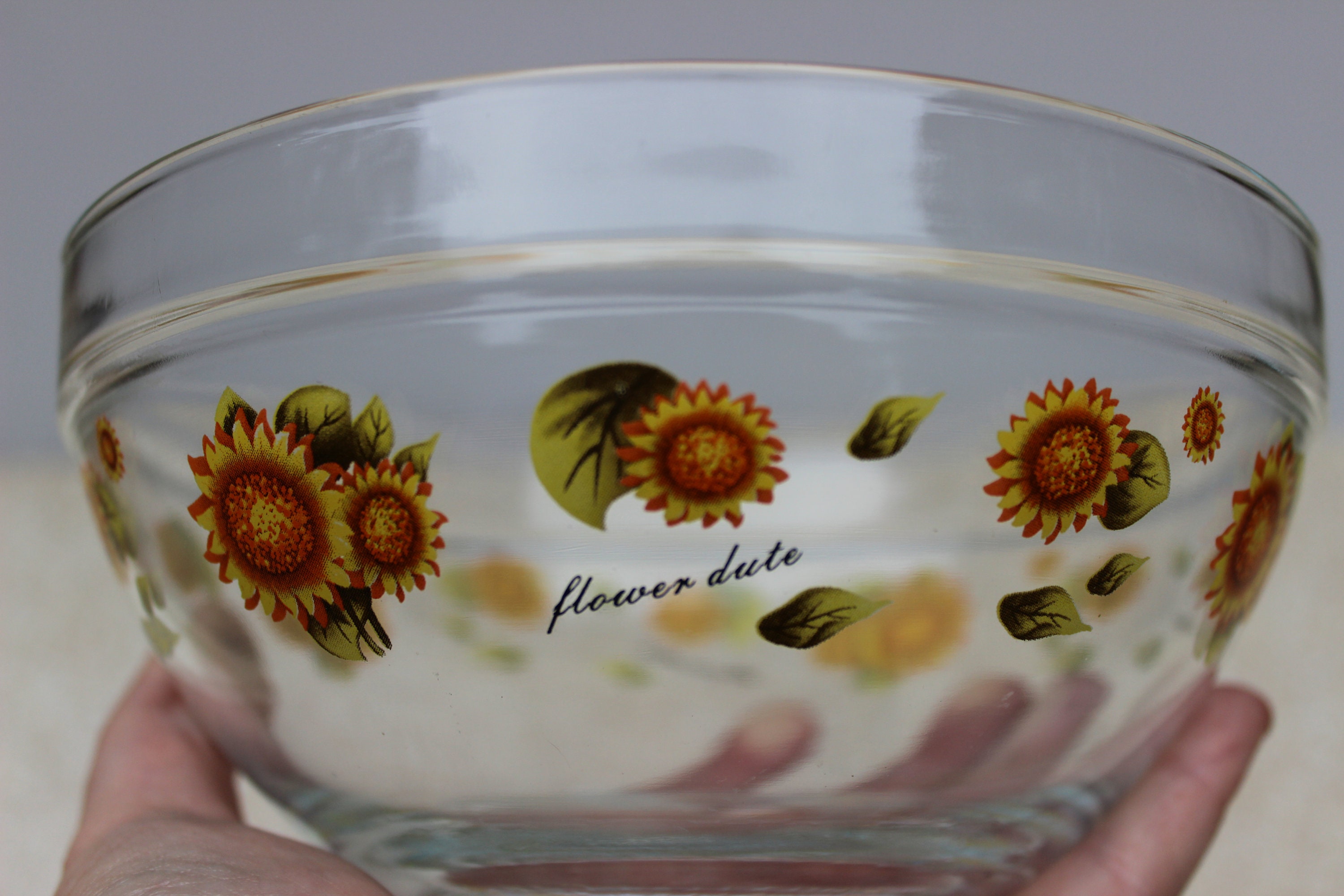 Imperial Glass Flower Dute Mixing Bowl with Sunflower Etsy