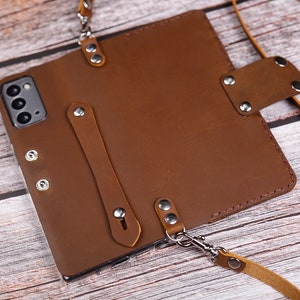 Bandoulière en cuir travaillé à la main Sansung Galaxy Z Fold Special Z Fold6 Z Fold5 portefeuille en cuir Personnalisation Recharge sans fil