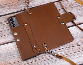 Crossbody strap Handtooled Sansung Galaxy Z Fold7 Z Fold6 Z Fold5 wallet case leather Customized Personalization Wireless Charging