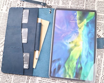 Handyhülle mit Kartenhalter2022 iPad Pro 12.9 6th Gen Hülle Leder iPad Pro 11 (2022) Hülle, iPad Pro 11 10.5 Ledertasche Dunkelblau