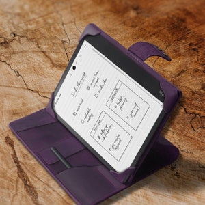 Organisateur Folio Kobo Elipsa 2E en cuir personnalisé, sac Kobo Elipsa Pack en cuir, avec poche pour stylo, cuir véritable de qualité supérieure Plain purple