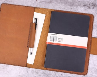 Funda clásica moleskine de cuero distressed cosida a mano con soporte para bolígrafo, cubierta para cuaderno, cubierta agenda de cartera, marrón claro #CL-1