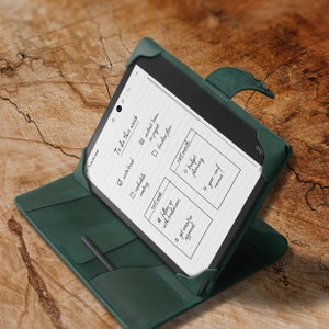 Organisateur Folio Kobo Elipsa 2E en cuir personnalisé, sac Kobo Elipsa Pack en cuir, avec poche pour stylo, cuir véritable de qualité supérieure Plain Green