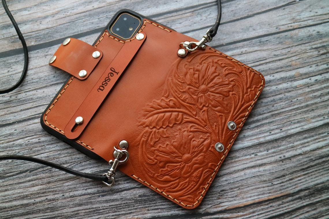 Genuine Tooled Leather iPhone XS max case wallet