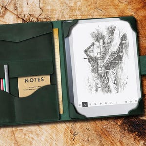Cuir personnalisé compatible avec reMarkable 2, sac en cuir Remarkable Paper Pro Folio Organizer, avec poche pour stylo, cuir véritable-3RE01
