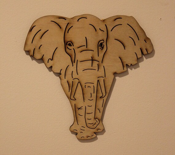Wooden Elephant Wall Art Decor Small Etsy