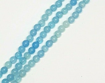 Blaue Calcedon runde 4mm Edelstein Perlen, handpoliert, 1 Strang (90 Perlen)