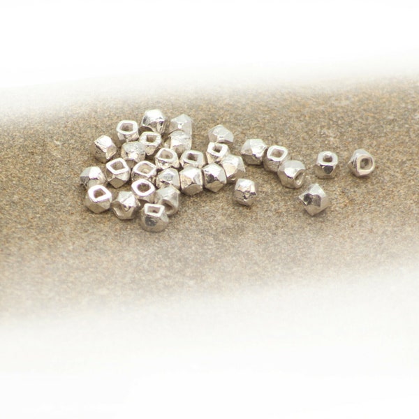 925 Sterling Silber 2mm und 3mm Facettierte Kugelperlen gebohrt - DIY Perlen Zubehör, Silber facettierte Perlen, 10/20 Stück Job Lot